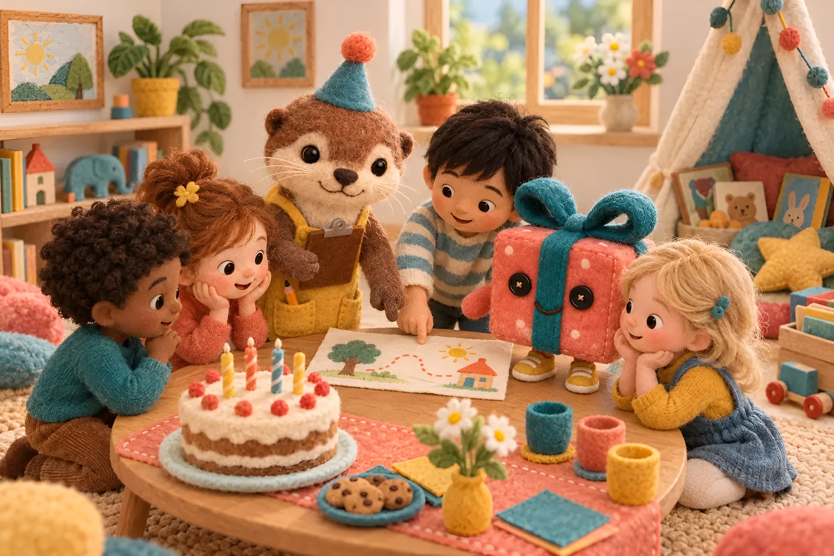 Illustration en feutrine : anniversaire 7 ans