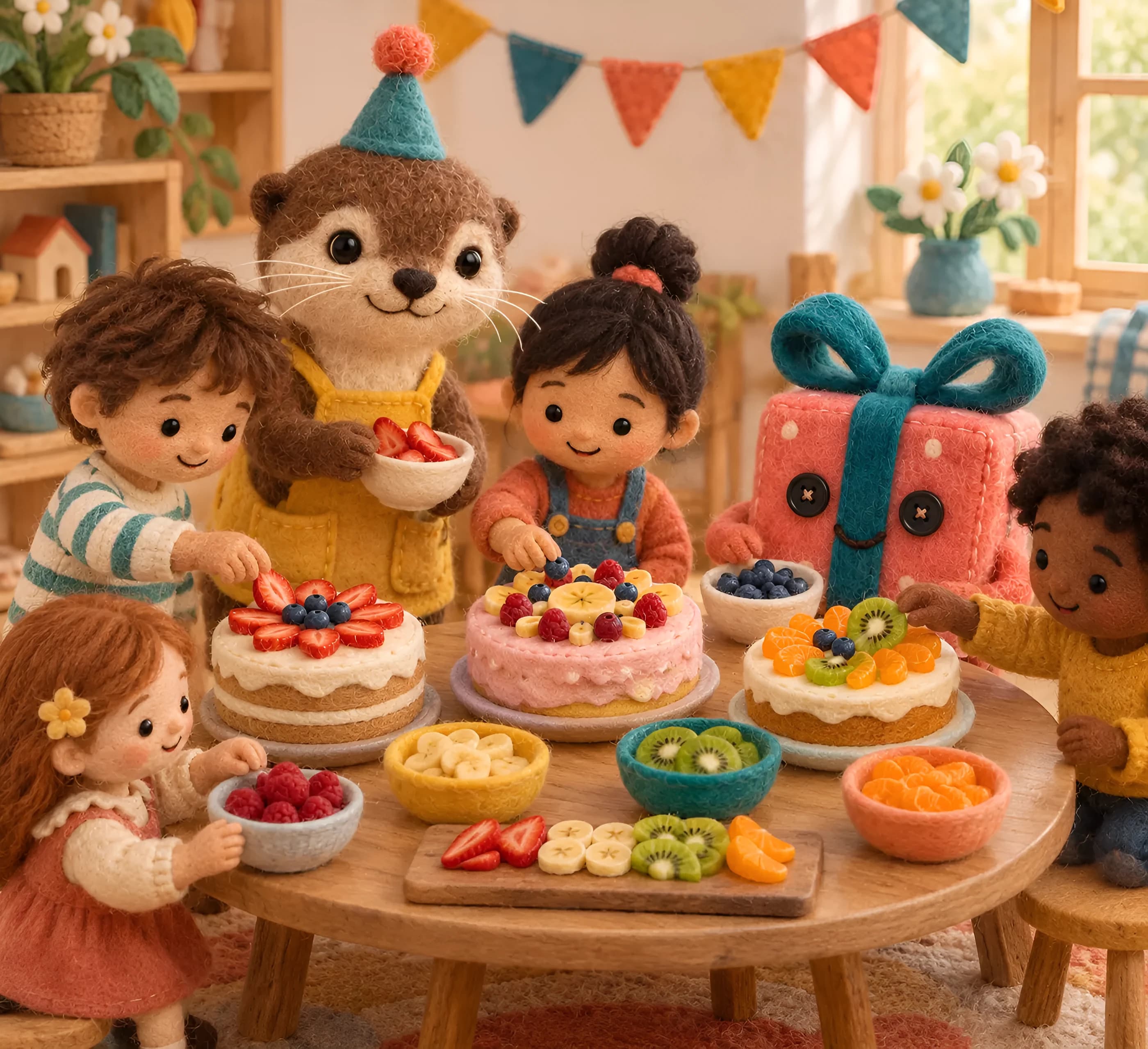 Illustration en feutrine : gâteau d'anniversaire facile pour enfant