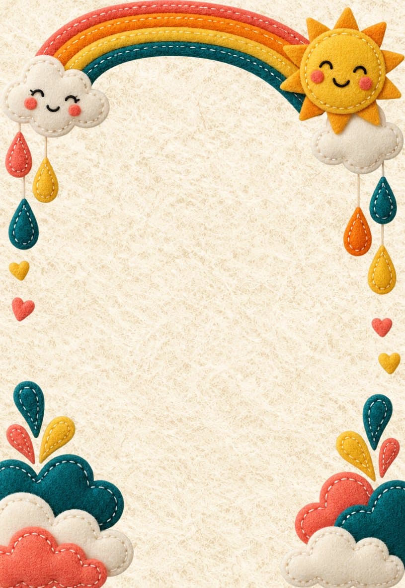 Modèle d’invitation soleil et arc-en-ciel en feutrine