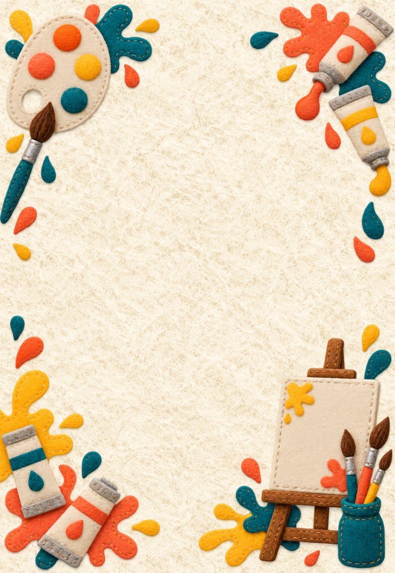 Modèle d’invitation pinceaux et couleurs en feutrine