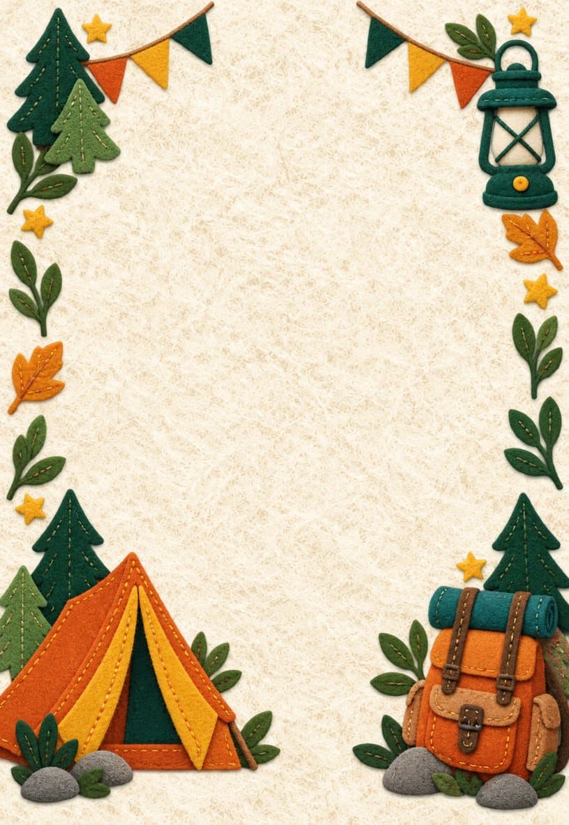 Modèle d’invitation tente et aventure en feutrine