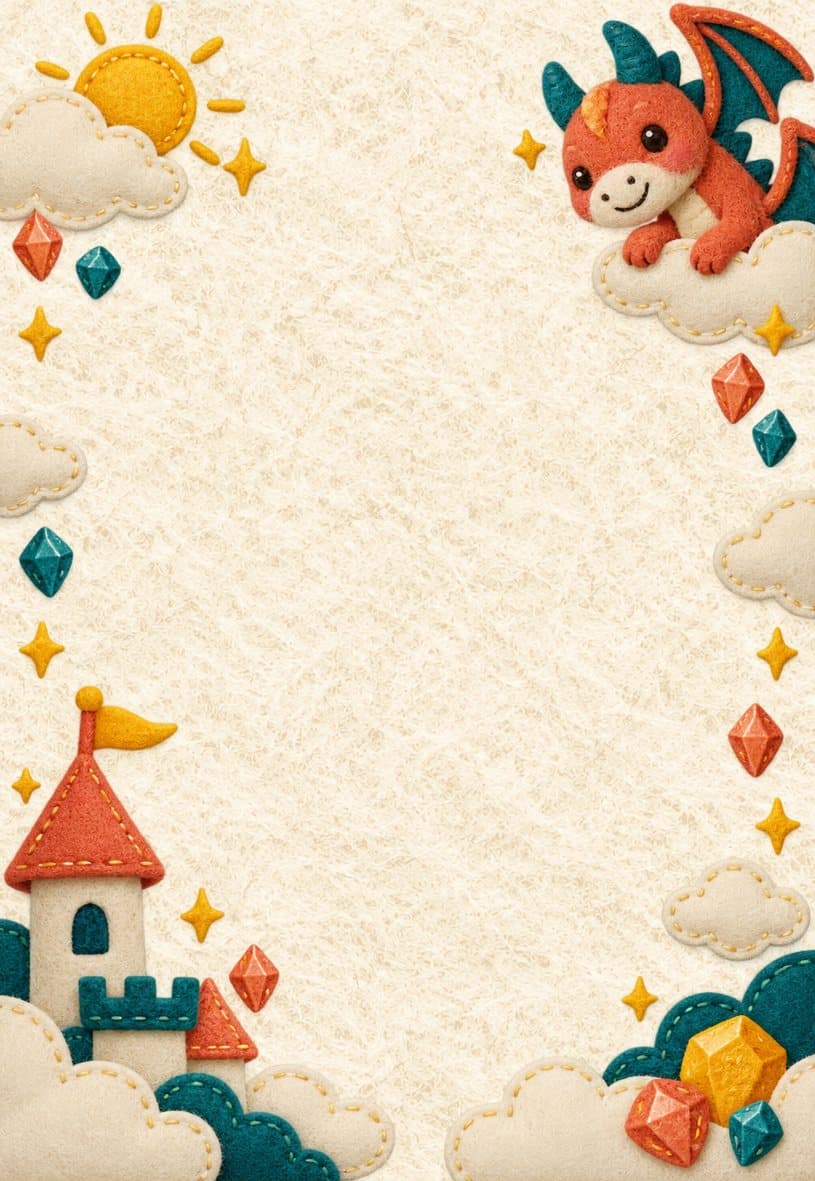 Modèle d’invitation dragon et château en feutrine