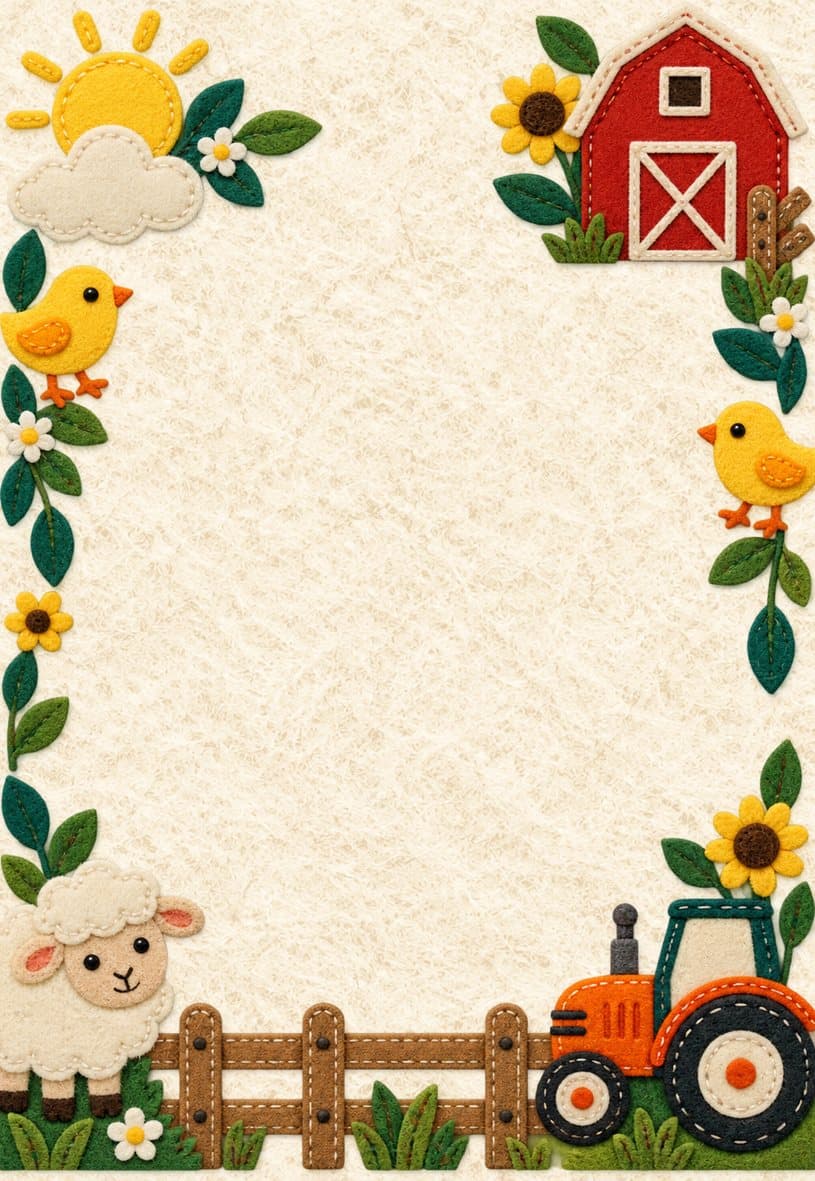 Modèle d’invitation animaux de ferme en feutrine