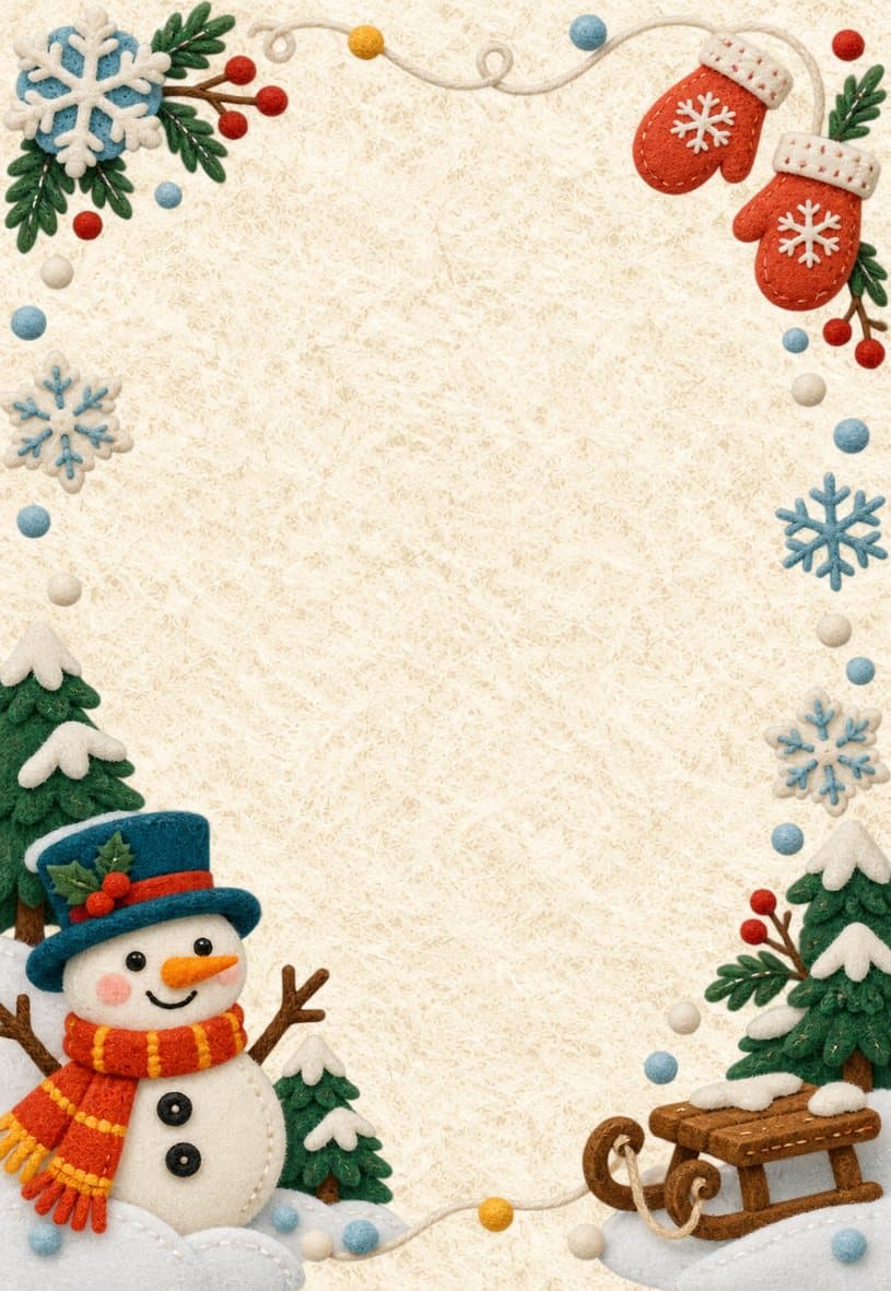 Modèle d’invitation neige et flocons en feutrine