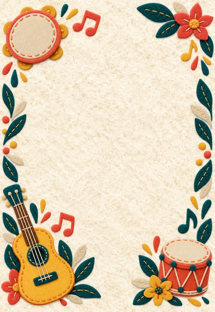 Modèle d’invitation guitare et batterie en feutrine