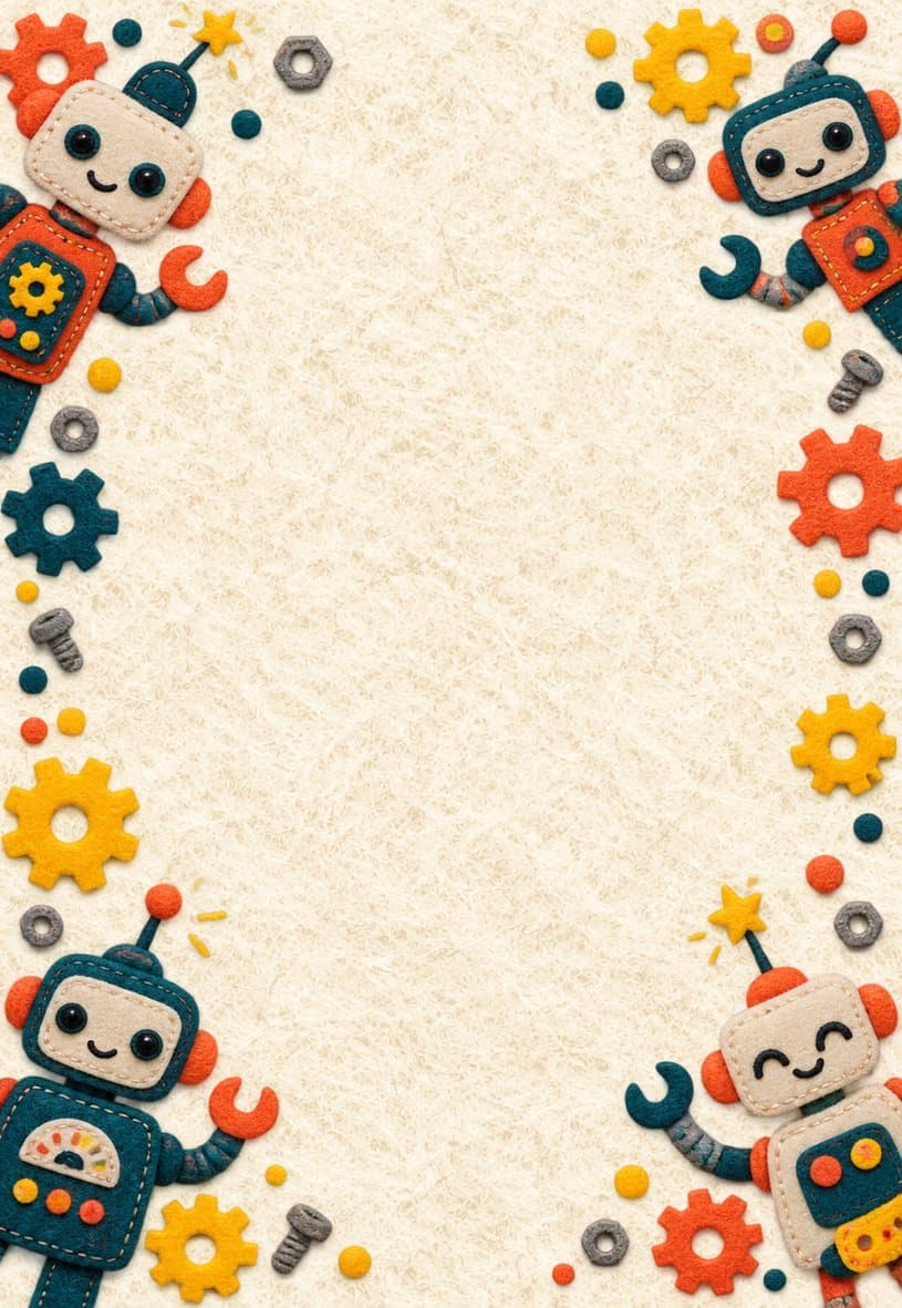 Modèle d’invitation robots et rouages en feutrine