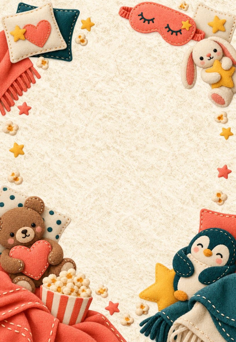 Modèle d’invitation coussins et pyjamas en feutrine