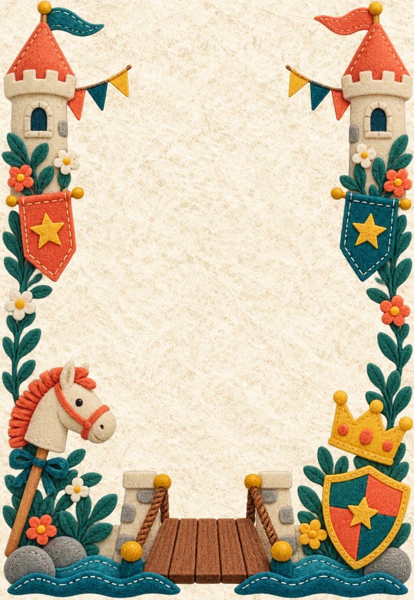 Modèle d’invitation chevaliers et château en feutrine