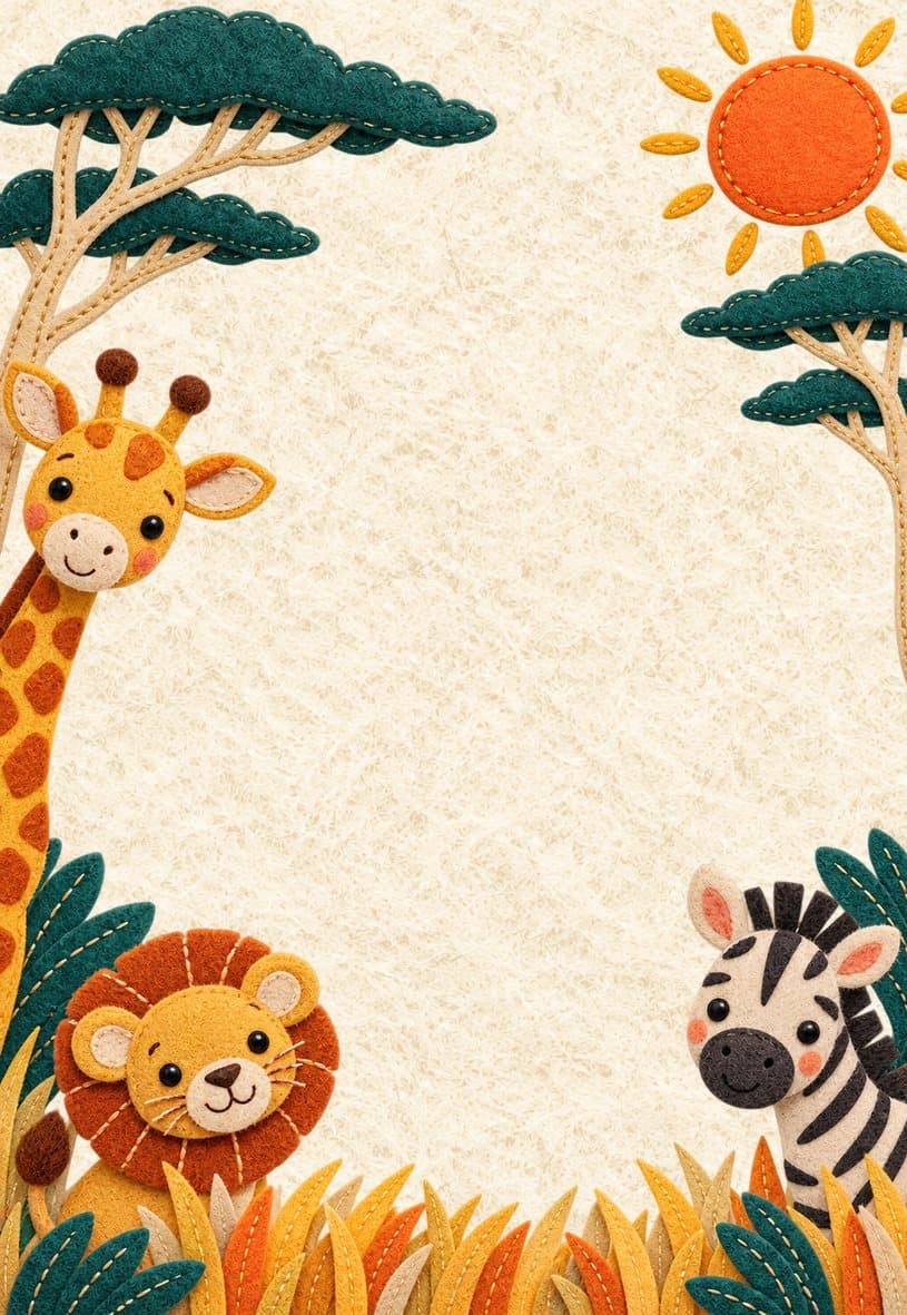 Modèle d’invitation savane et safari en feutrine