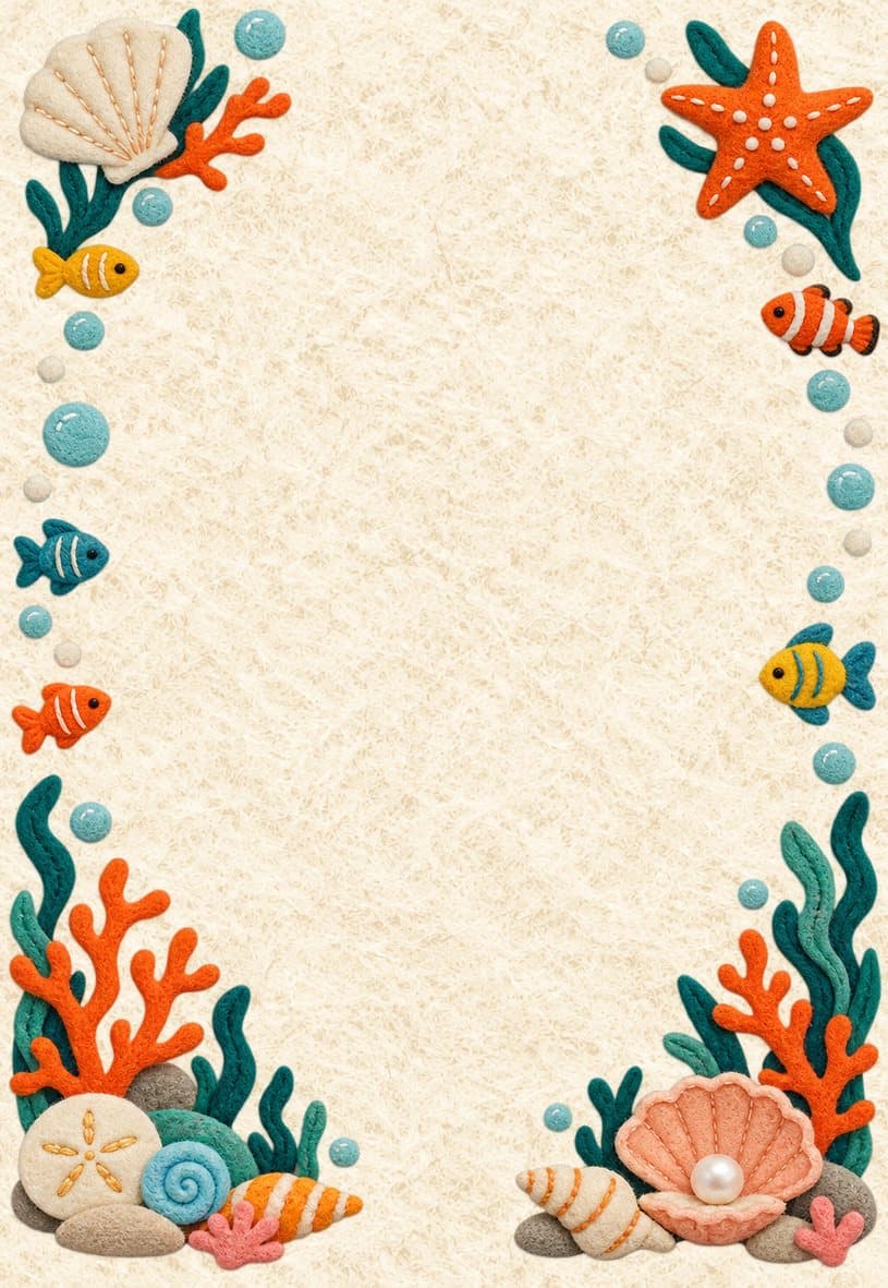 Modèle d’invitation sirènes et fonds marins en feutrine