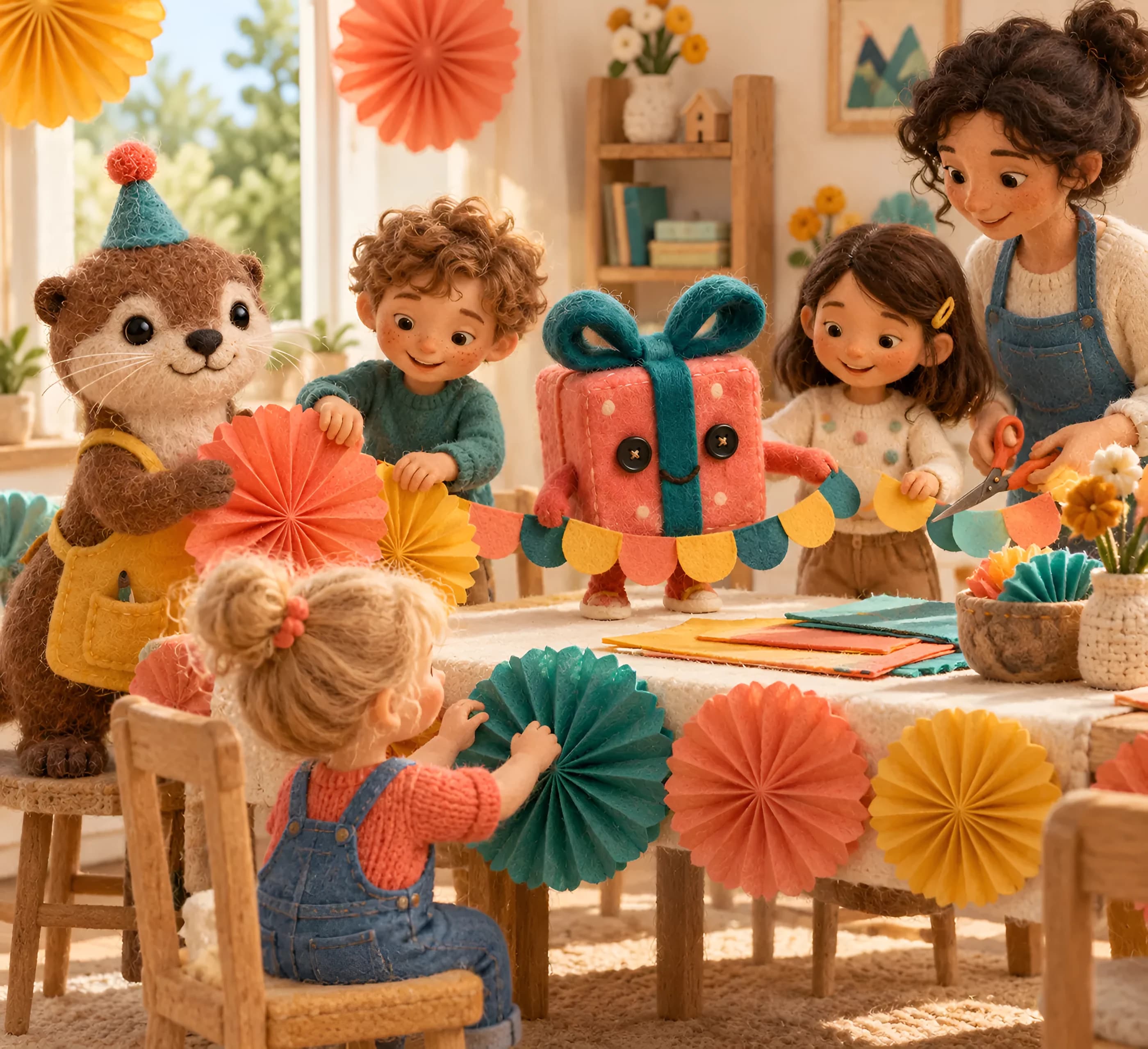 Illustration en feutrine : décoration de table d'anniversaire à faire soi-même