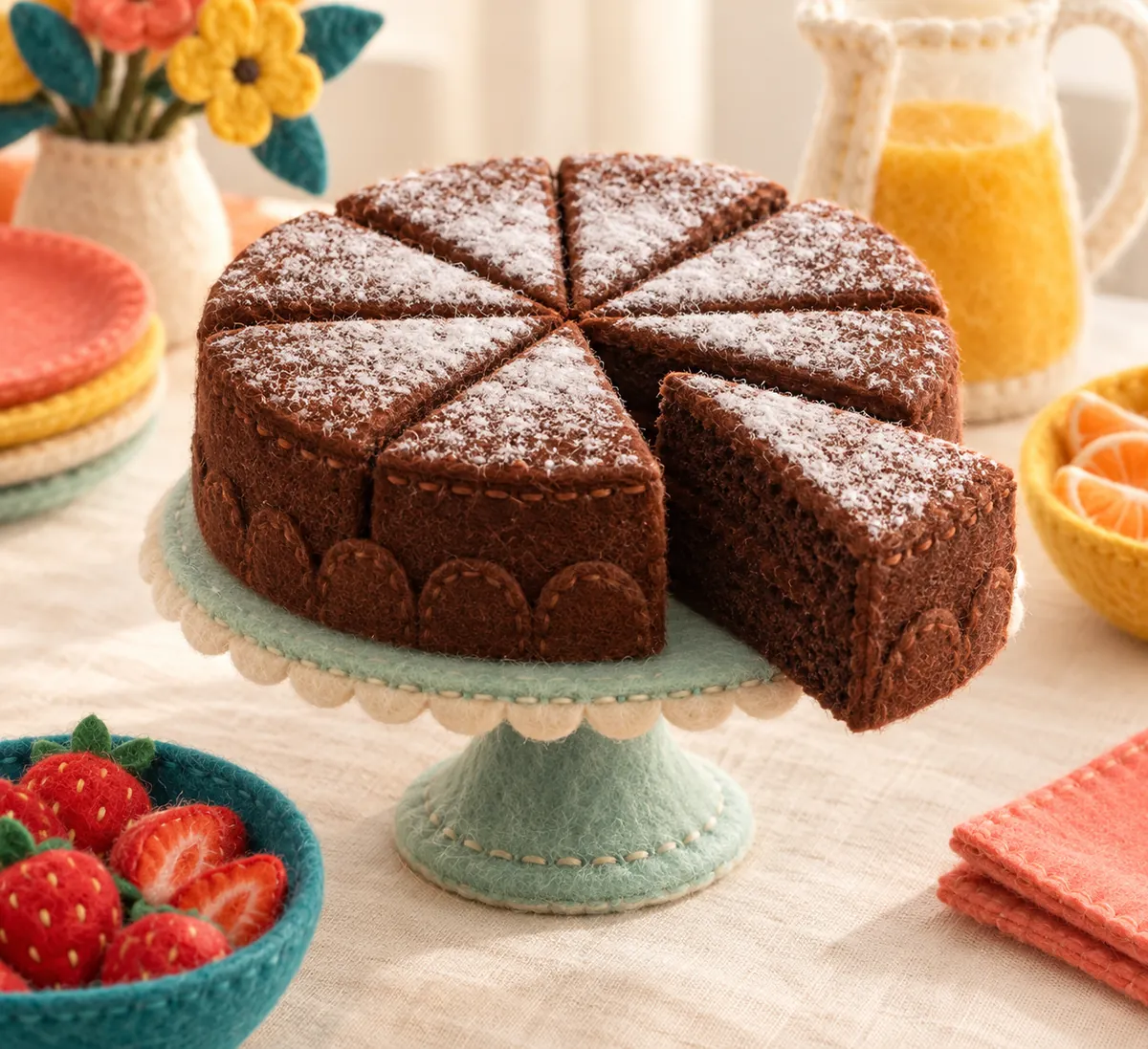Illustration en feutrine : gâteau au chocolat facile